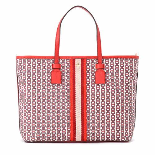 Fashion Tory Burch Bolso de hombro Gemini Link de canvas rojo multicolor estampa