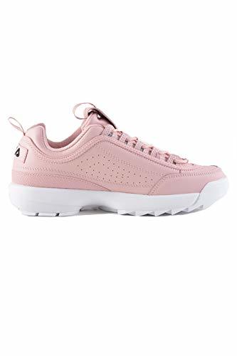 Moda Fila Disruptor II 3D Embroider Mujer Peachskin Rosa Zapatillas-UK 7