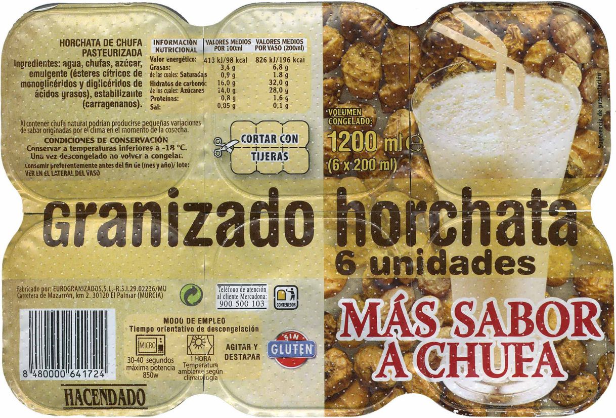 Producto Helado granizado horchata