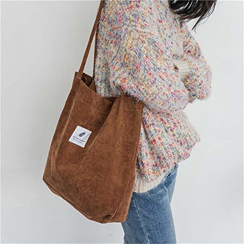 Social Bolso de hombro de pana Bolso de mano de compras Retro Bolsos