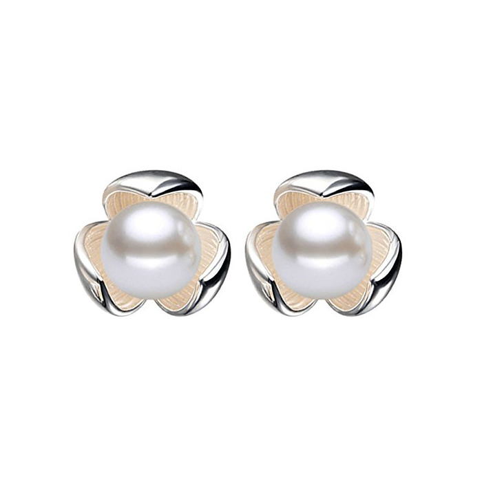 Fashion Hosaire Pendientes de Plata de Lucky Clover Perla Moda Muchachas de las