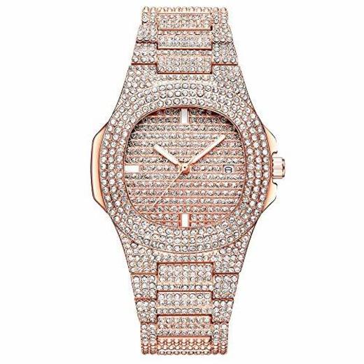 Reloj Analógico Mujer, Reloj de Cuarzo de Acero con Diamantes de imitación