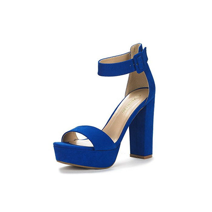 Social Dream Pairs Hi-Lo Sandalias de Tacón Alto Pump Plataforma para Mujer Azul