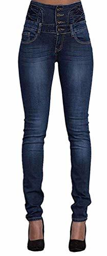 Moda Leslady Mujer Pantalones Vaquero Skinny Push Up Pantalones Elástico Jeans Cintura Alta