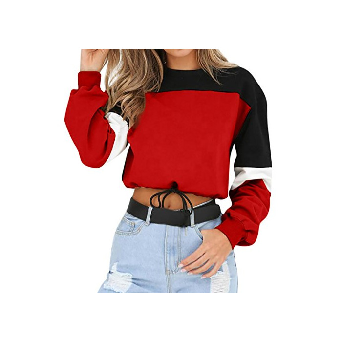 Moda OHQ Camiseta Mujeres Tops Manga Larga Sudadera de Manga Larga con Cuello