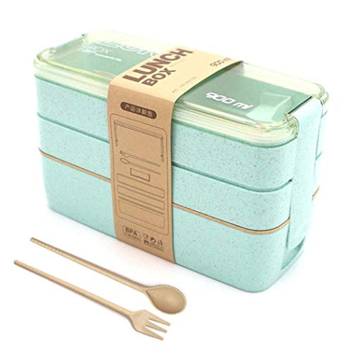 Place Lunch Bento Box, Fambrera Infantil Paja de Trigo loncheras BPA Gratis, Lonchera