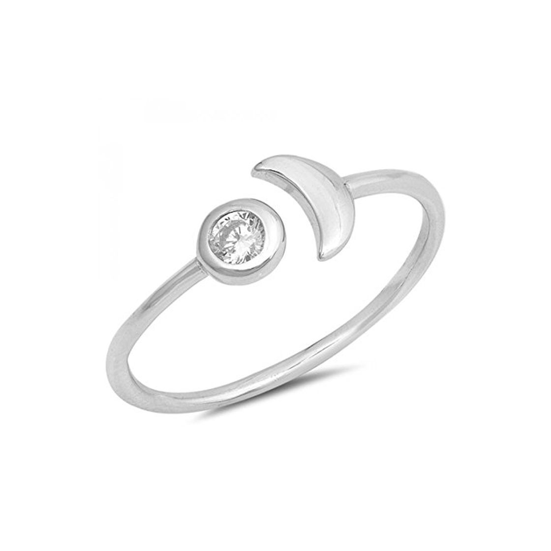 Producto Plata esterlina media luna Cubic Zirconia Anillo - Tamaño, 9