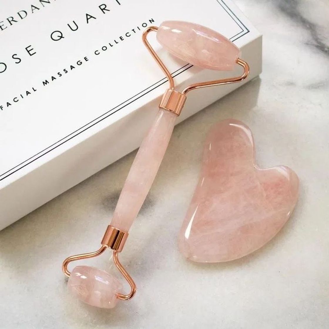 Fashion rose quartz roller & gua sha