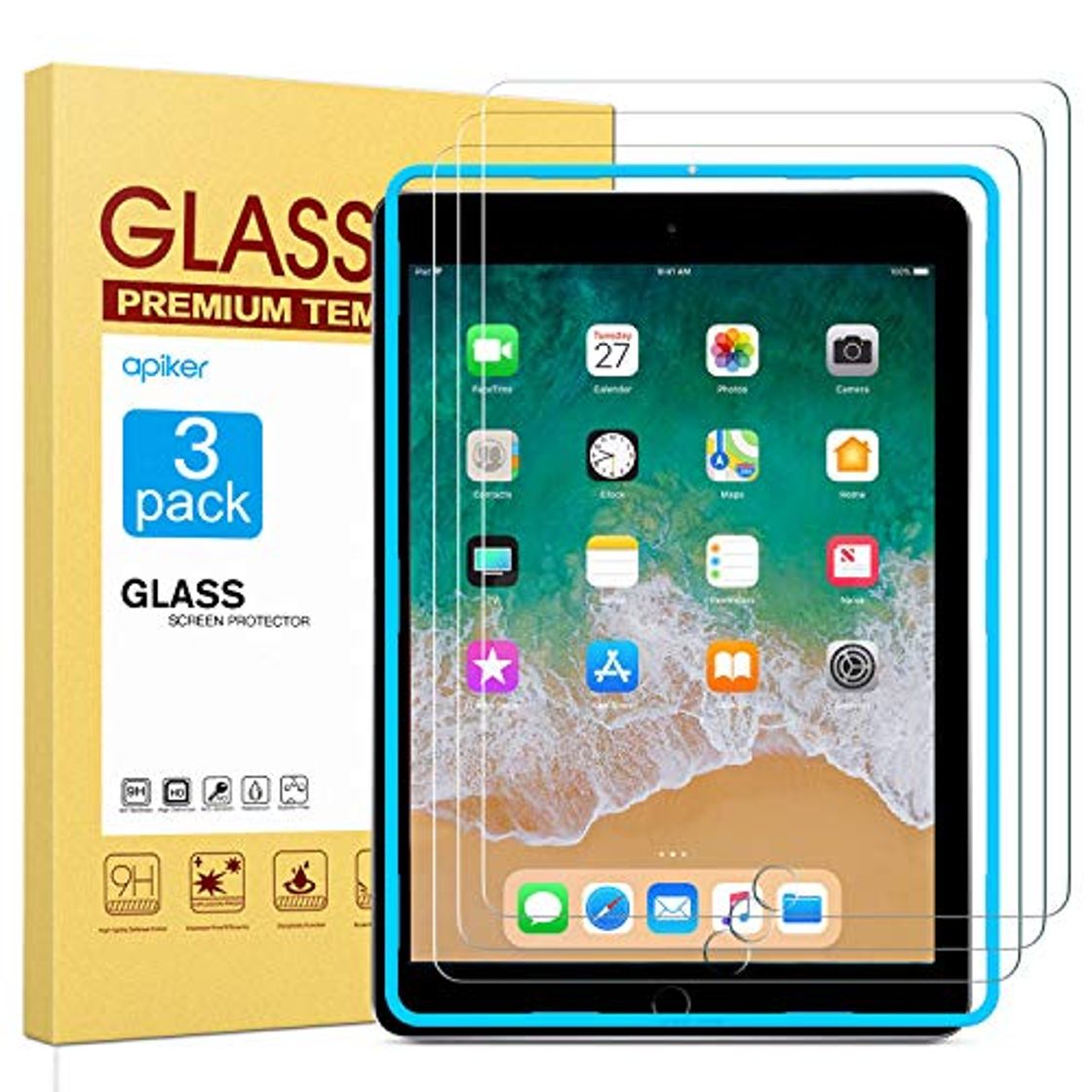 Social apiker [3 Packs] Protector Pantalla Tablet Compatible con iPad Pro 9.7 Pulgadas