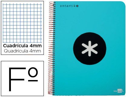 Product Liderpapel Antartik - Cuaderno espiral folio tapa dura cuadro 4 mm