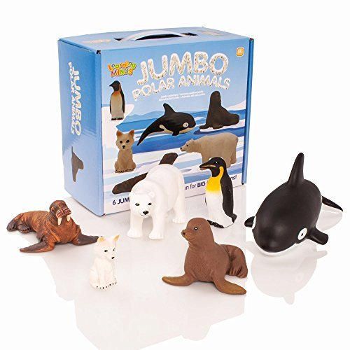 Learning Minds Set de 6 Figuras de Animales de Jumbo Polar
