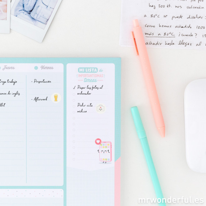 Social Mr. Wonderful Organizador semanal para arrasar hasta los Lunes