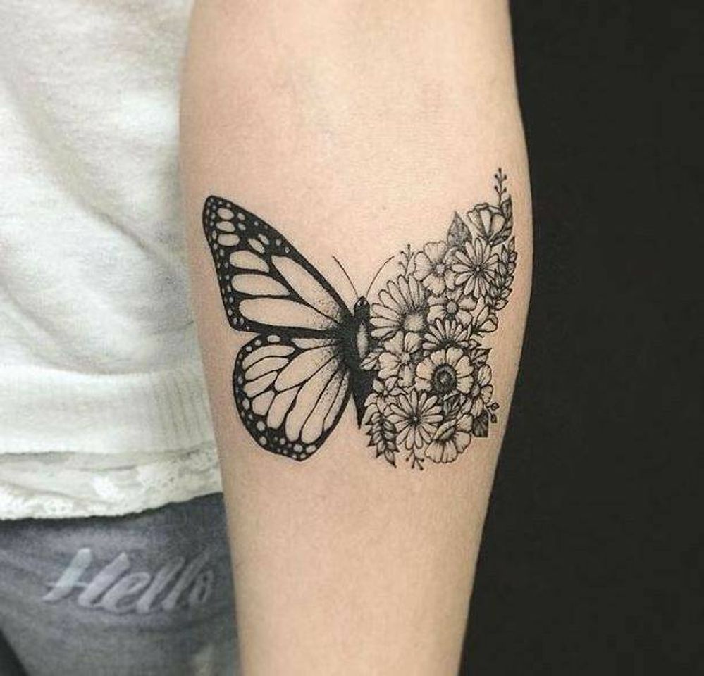 Moda Tatuagem borboleta & flores