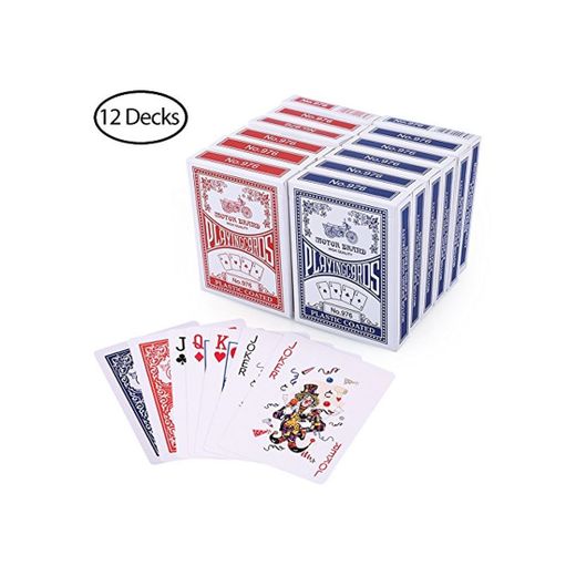 LotFancy Baraja Cartas Poker Clásica 12 Barajas Playnig Cards Standard Tamaño por