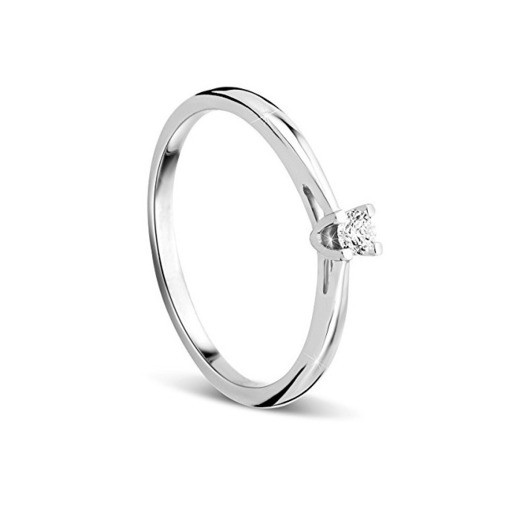 Orovi anillo de mujer solitario 0.07 Quilates diamantes en oro blanco 9