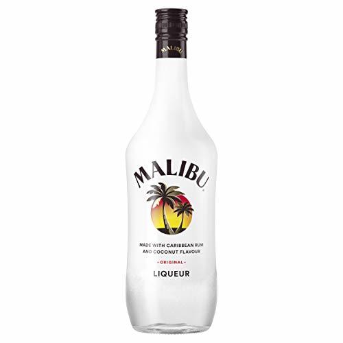 Product Malibu' carribean white rum coconut confezione in bottiglia di vetro da 1