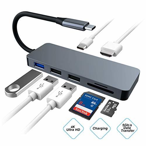 Electrónica Hub USB C, 7 en 1 Type C a HDMI Concentrador Lector