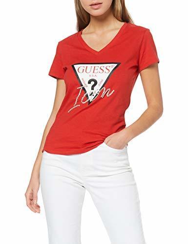 Moda Guess SS CN Icon tee Camiseta, Rojo