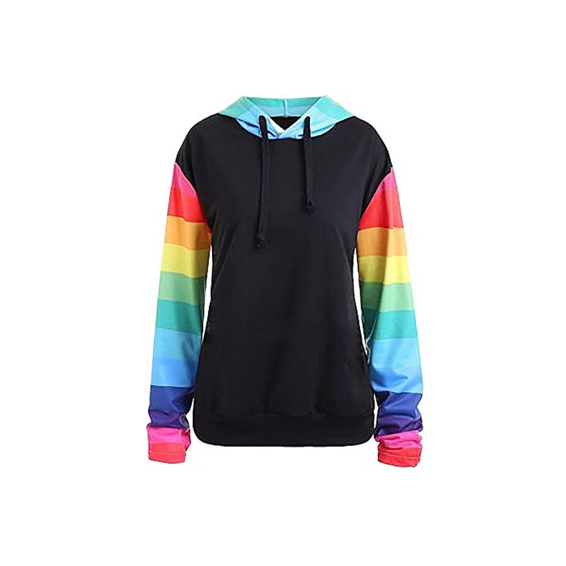 Social OverDose mujer Ocasionales De Manga Larga Colorida Bloque De Rayas Sudadera con Capucha Blusa Tops La Mejor Sudadera con Capucha De Mujer