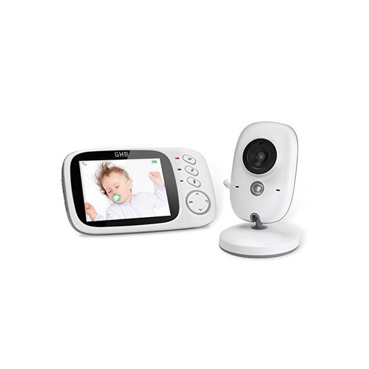 GHB Vigilabebés Inalambrico Bebé Monitor Inteligente con LCD 3.2" y Cámara Visión