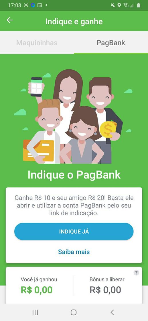 Aplicaciones Ganhe 20 reais basta abrir 👆👆 e utilizar a conta bagbank. 