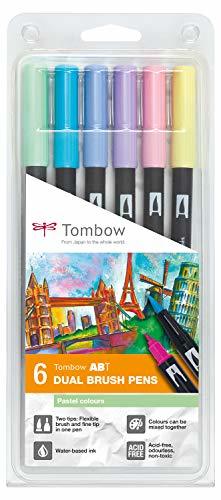 Social Set De 6 Rotuladores Dual Brush Colores Pastel Tombow