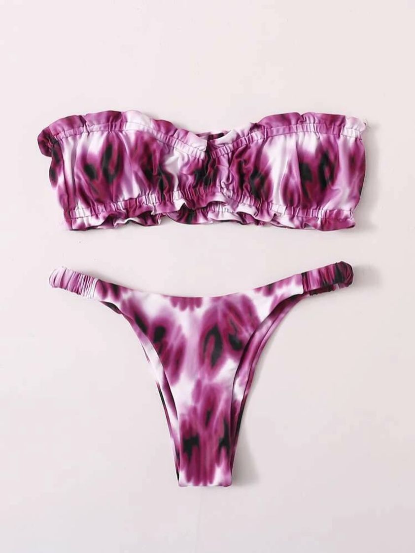 Moda Bikini Bandeau de Tie Dye con Tanga