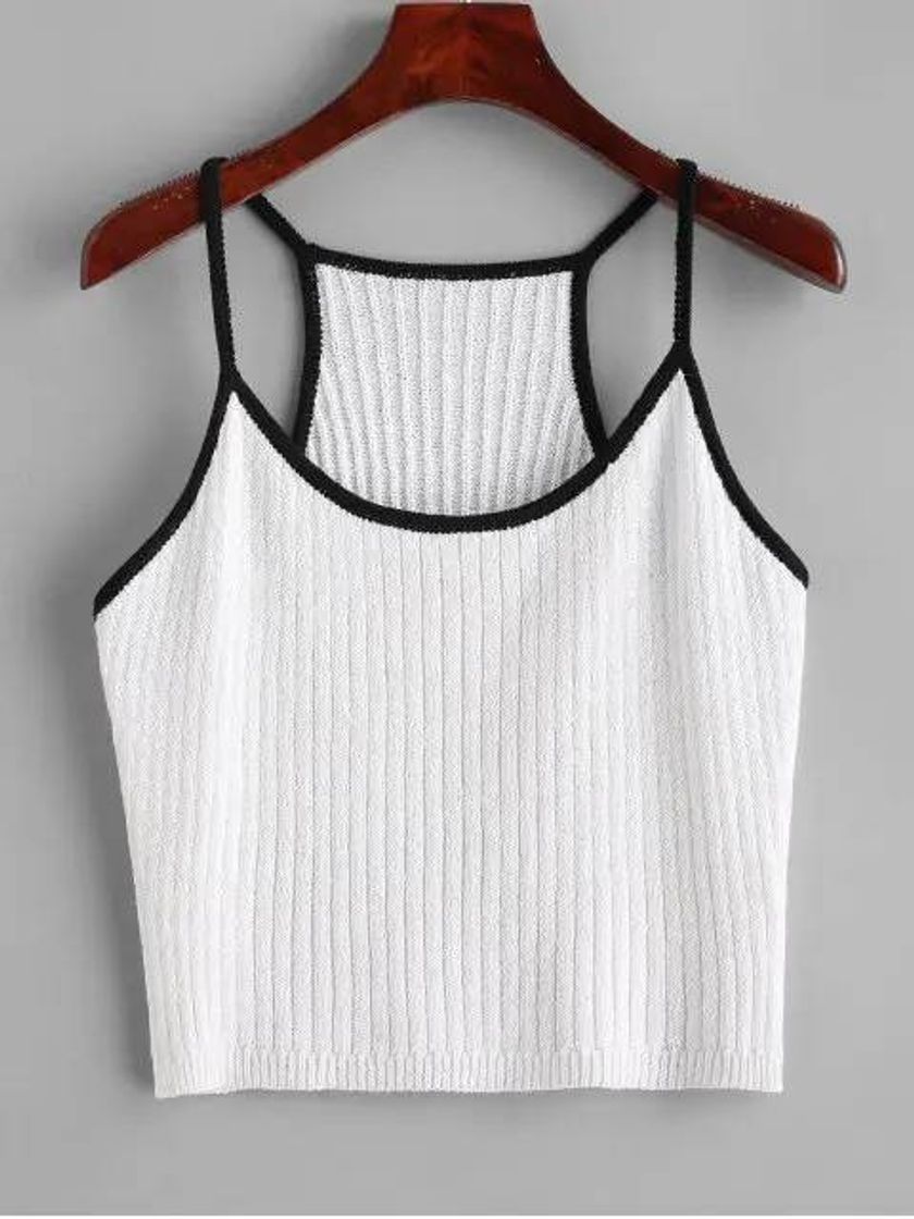 Social Top Blanco Borde Negro 