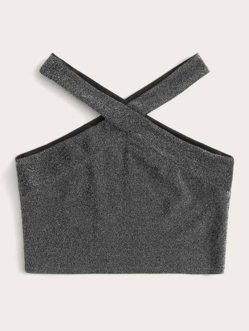 Social Top Cruzado Gris Glitter 