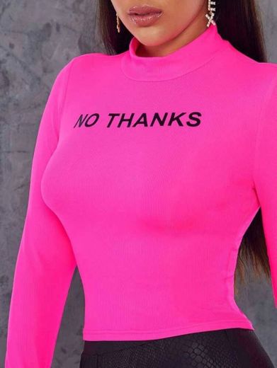 Neon Pink No Thanks | SHEIN USA