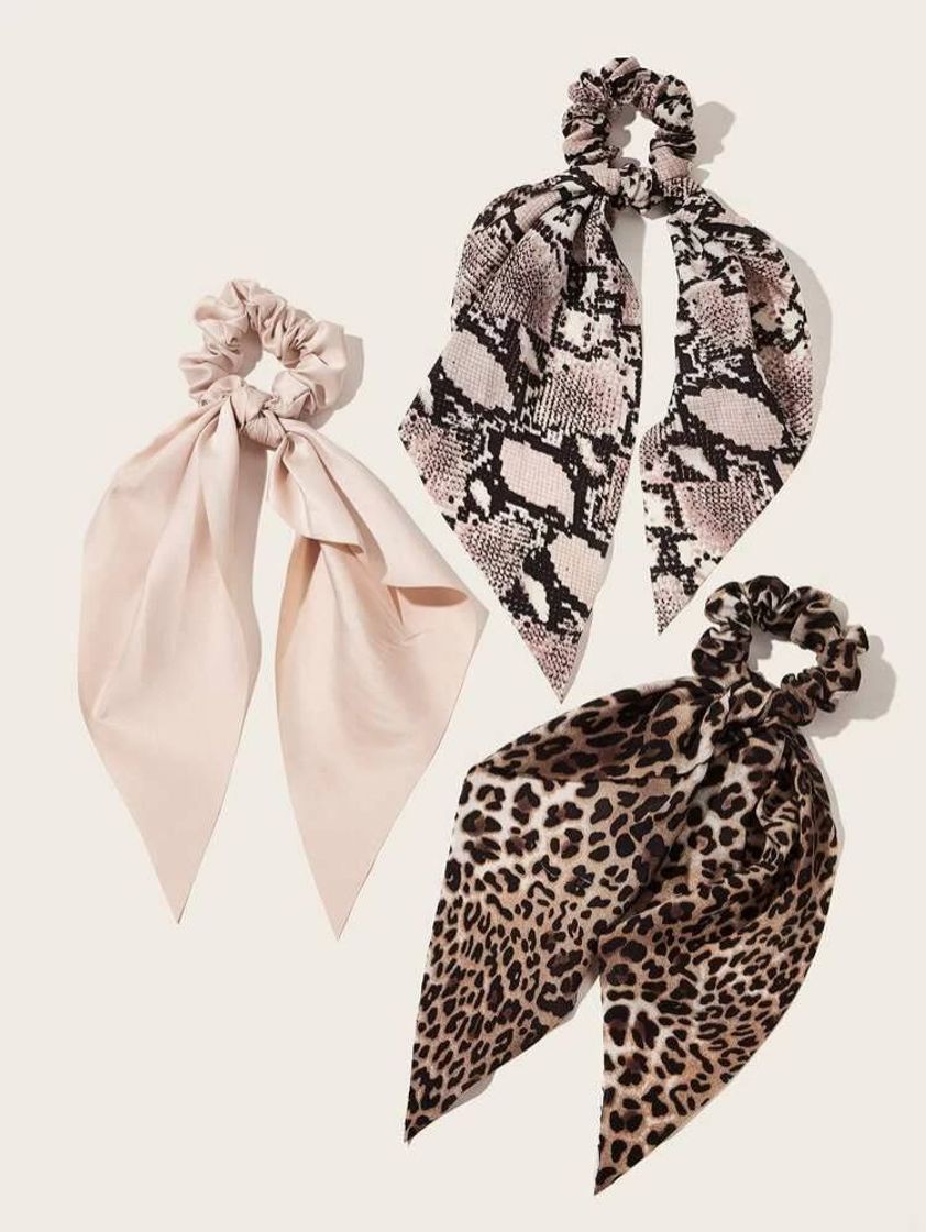 Moda 3pcs Leopard & Snakeskin Pattern Scrunchie Scarf | SHEIN USA