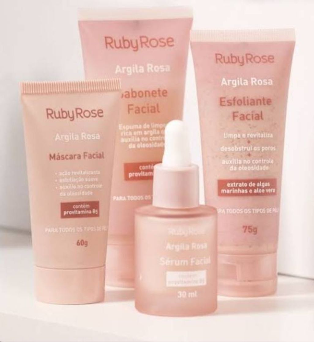 Moda Linha facial de argila rosa Rubi Rose 