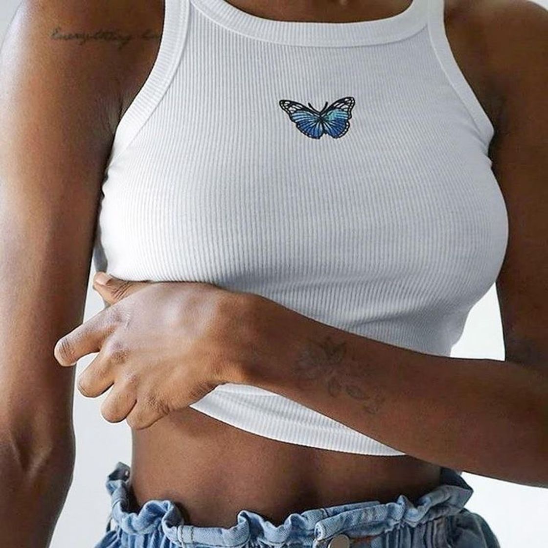 Moda butterfly white tank top🦋