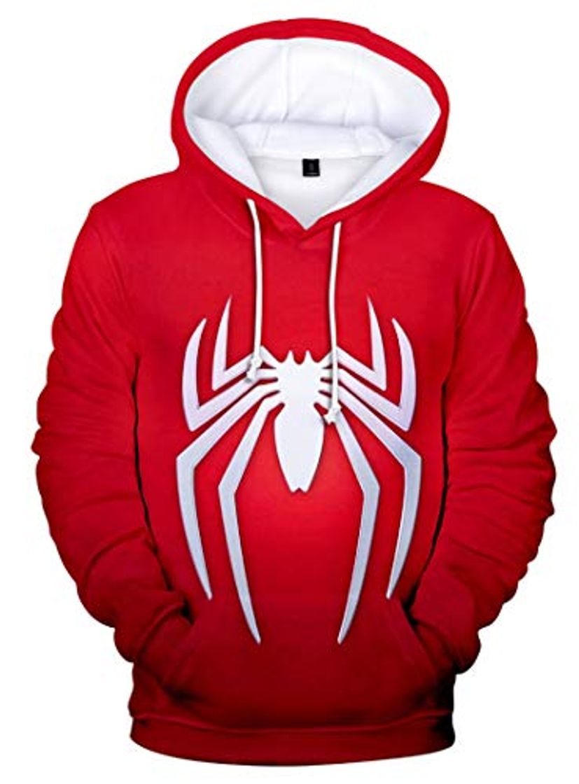 Fashion Silver Basic Sudadera con Capucha Spiderman Fashion 3D de Manga Larga para