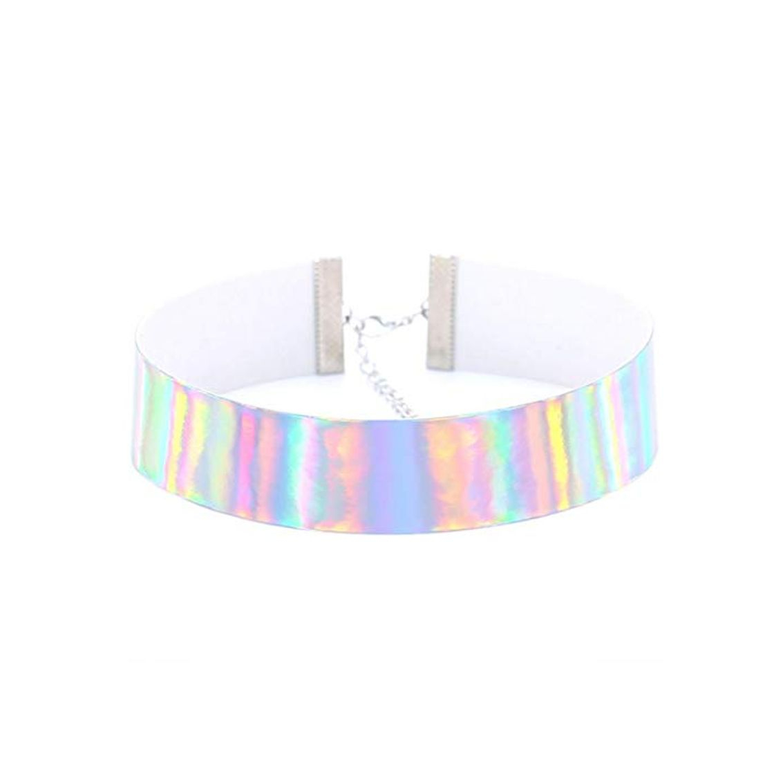 Products Bongles Gran Anillo O Forma Holográfico del Holograma PU Collar Choker Neckband