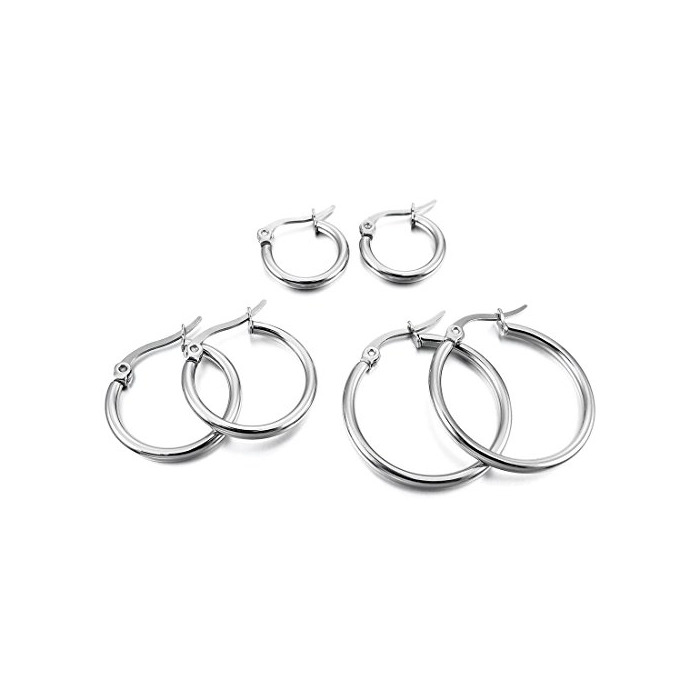Social Acero Inoxidable Pendientes Conjunto
