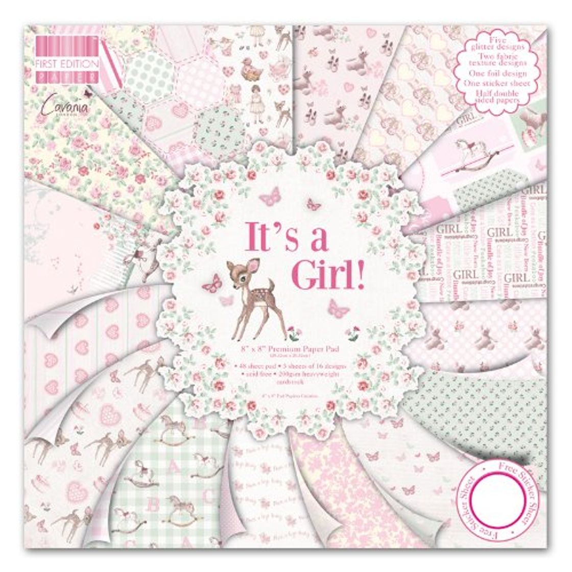 Lugar First Edition It's a Girl - Bloc de 48 Hojas de Papel