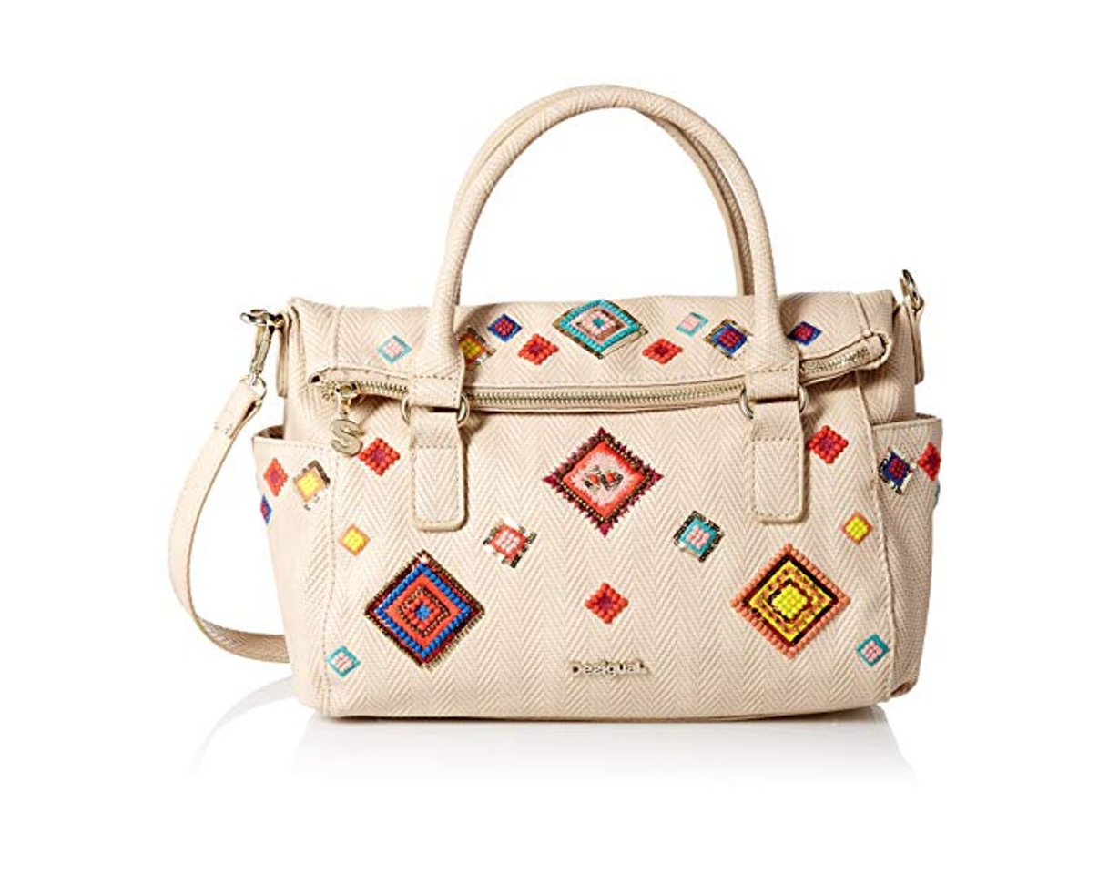 Moda Desigual Diamond Loverty Hand Bag Beige