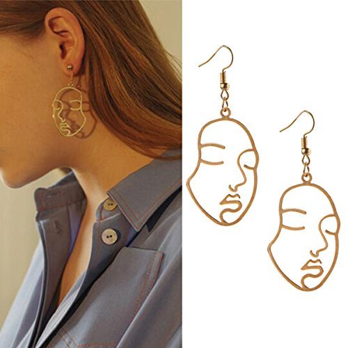 Social Tpocean Face Pendientes Punk Gótico Vintage Harajuku Metal Exagerado Abstracto Pendientes para