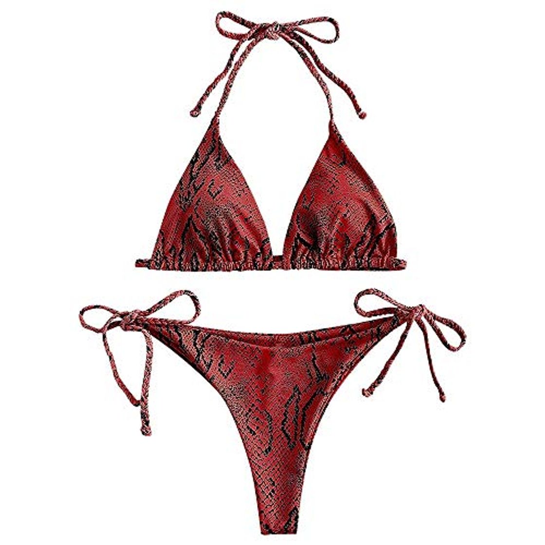 Fashion ZAFUL - Conjunto de bikini trenzado de piel de serpiente