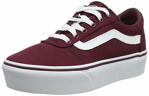 Fashion Vans Ward Platform, Zapatillas para Mujer, Rojo