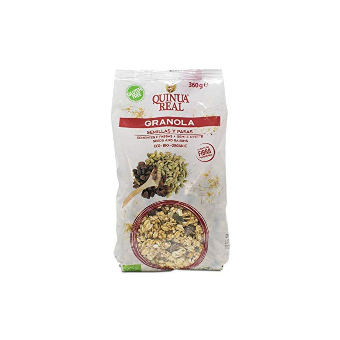 Producto Granola de quínoa real con semillas y pasas sin gluten BIO