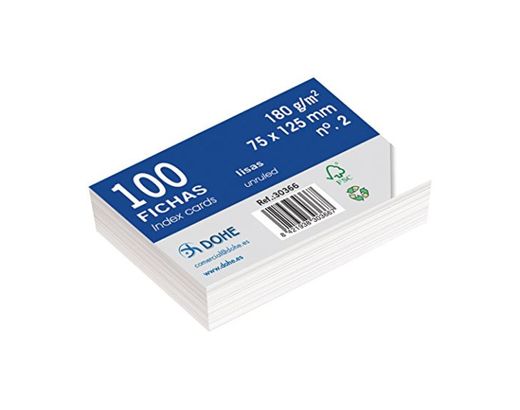Dohe 30366 - Pack de 100 fichas lisas de cartulina blanca