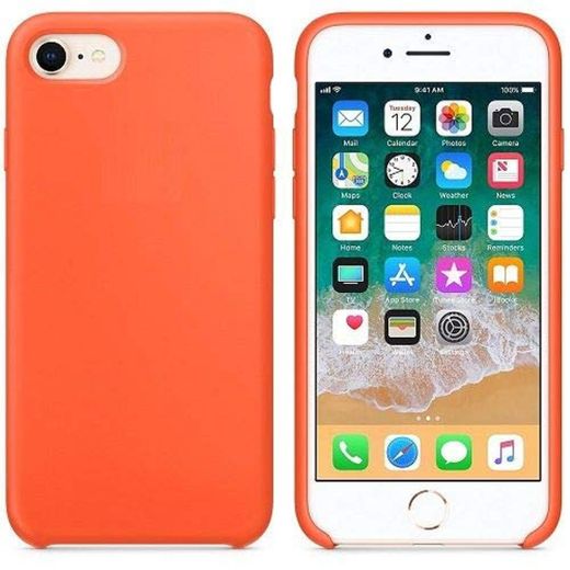 CABLEPELADO Funda Silicona iPhone 7/8 Textura Suave Color Naranja