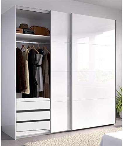 Home HABITMOBEL Armario Puertas correderas Estrella 180 cm de Ancho Alto 204cm Blanco