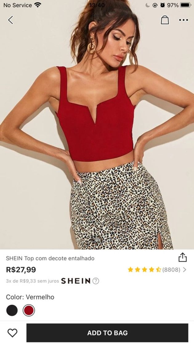 Fashion SHEIN top com decote entalhado