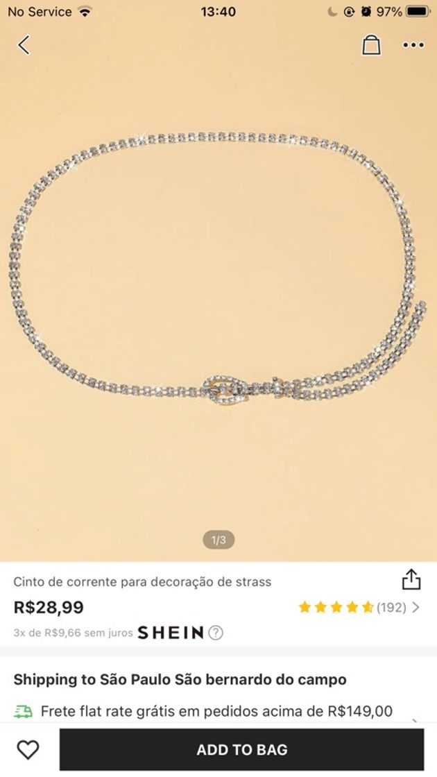 Moda SHEIN cinto de corrente para decoração de strass