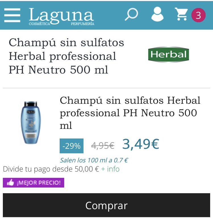 Product Champú sin sulfatos Herbal professional PH Neutro 500 ml