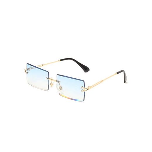 Long Keeper Gafas de sol rectangulares sin montura UV400 Gafas cuadradas sin