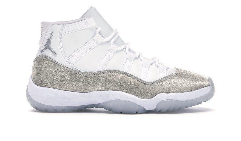 Moda jordan 11 retro white metallic silver💎